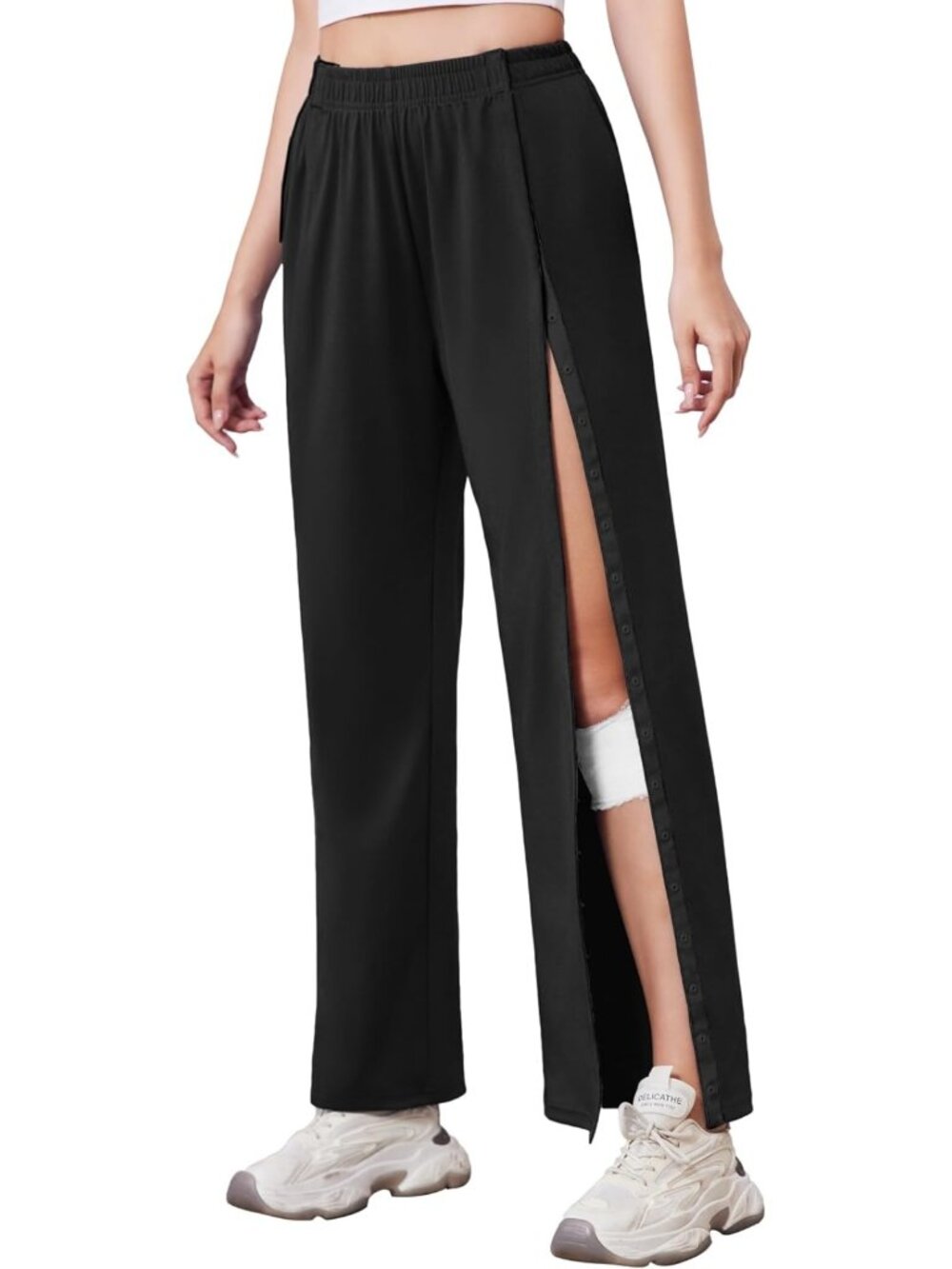 Women's Tear Away Pants with Side Slit & Snap - Post Surgery Comfort Sweatpants